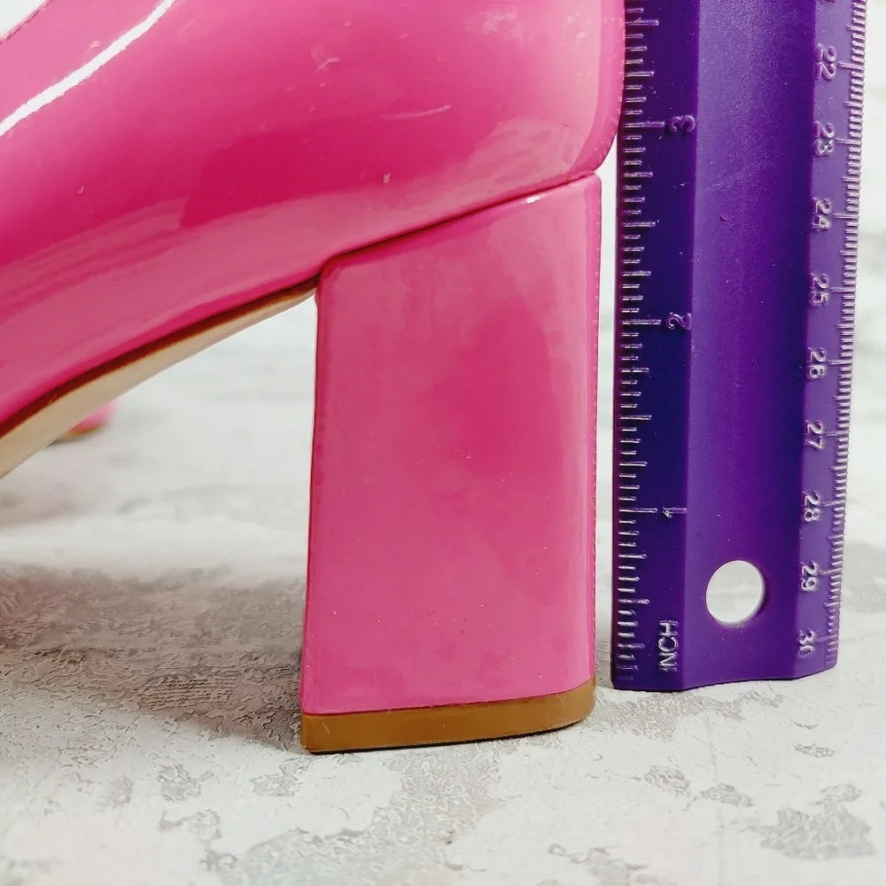 NEW Marc Fisher Zala Pink Patent Leather Block Heel Pointed Toe Heels W619 - Picture 9 of 14